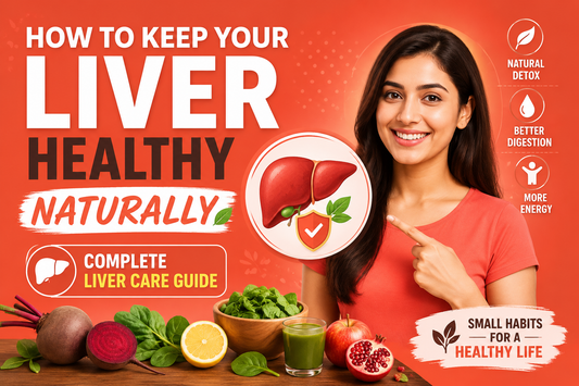 Working professional eating healthy foods like leafy vegetables, fruits, and drinking water for natural liver health and detox support.