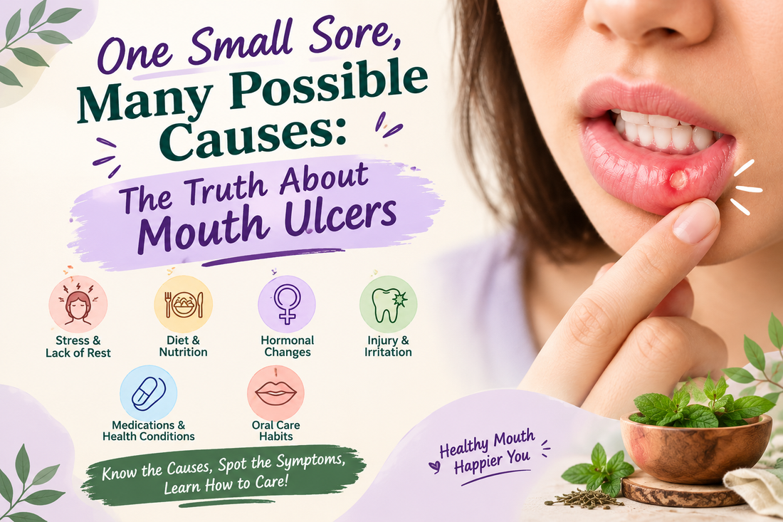 Mouth ulcer showing a small painful sore inside the mouth