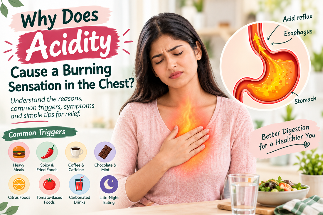 Burning sensation in chest caused by acidity and acid reflux