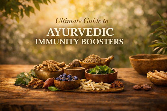 Swarn Madhu ayurvedic immunity booster with traditional herbs in warm natural light setting