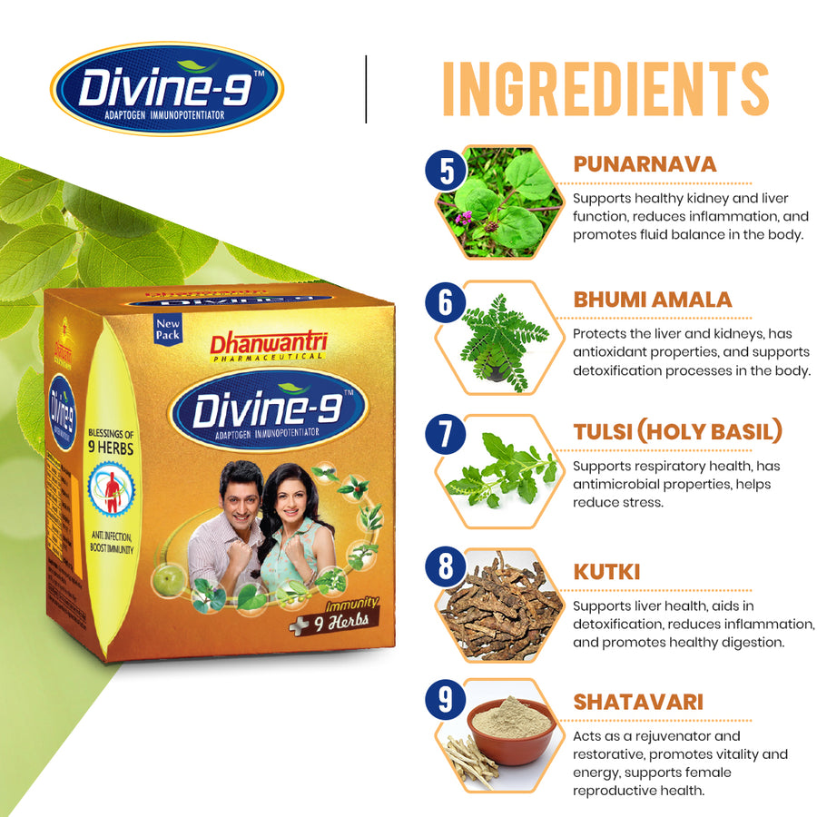 Divine 9 - Ayurvedic Immunity & Vitality Tablets