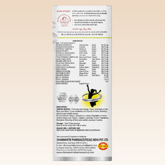 Back of a Swarn Madhu package with text and branding on a beige background